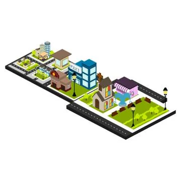 Isolated skyline of a 3d city Ilustração Stock