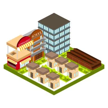 Isolated skyline of a 3d city Ilustração Stock