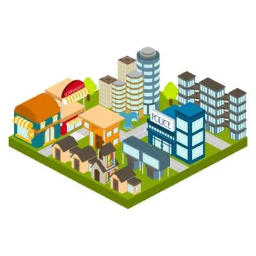 Isolated skyline of a 3d city Ilustração Stock