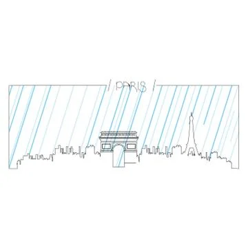 Isolated skyline of Paris Stock Illustration