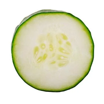 Isolated slice of cucumber on white background Stock Photos