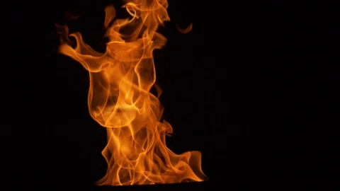 Isolated slow motion flame is burning at black night background slow motion Stock Footage 100182054