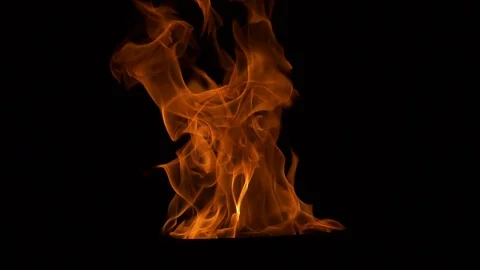 Isolated slow motion flame is burning at black night background slow motion Stock Footage 100182333