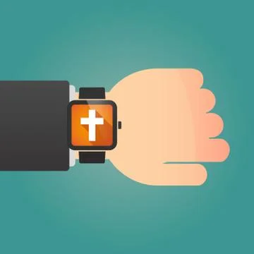Isolated smart watch icon with a christian cross イラスト素材