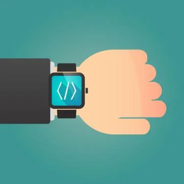 Isolated smart watch icon with a code sign Stock Illustration
