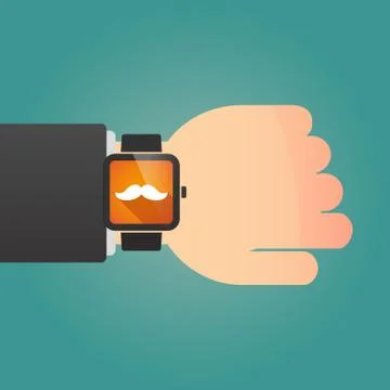 Isolated smart watch icon with a moustache Stock Illustration