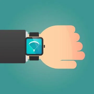 Isolated smart watch icon with a paraglider Stock Illustration