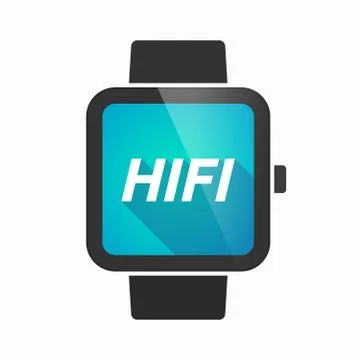 Isolated smart watch with    the text HIFI Stock Illustration
