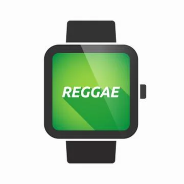 Isolated smart watch with    the text REGGAE Stock Illustration