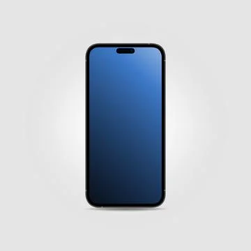 Isolated Smartphone 14 Mockup with Gradient Screen. Editable Template. Front Stock Illustration