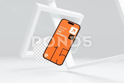 Isolated Smartphone 15 Pro Max Mockup Decorated Background PSD Template