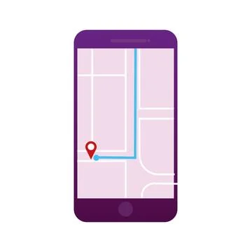 Isolated smartphone icon Map app Concept mobile app Vector Stock Illustration