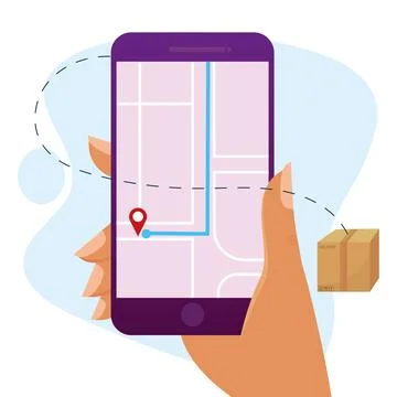 Isolated smartphone icon Map app Concept mobile app Vector Stock Illustration