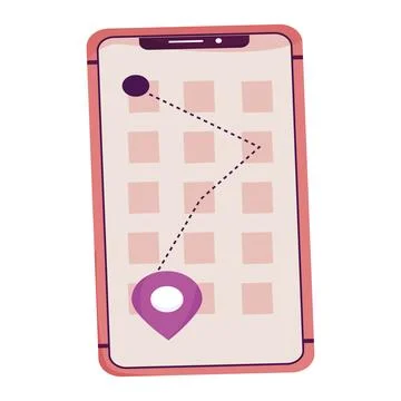 Isolated smartphone with a map app Vector Stock Illustration