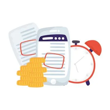 Isolated smartphone with receipt document and financial icons Stock Illustration