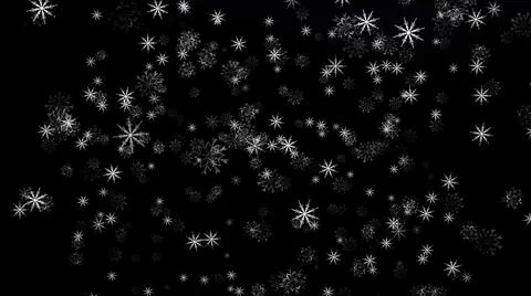 Isolated snow falling on black background. Abstract animation of snowflakes Stock Illustration