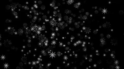 Isolated snow falling on black background. Abstract animation of snowflakes Illustrazione stock