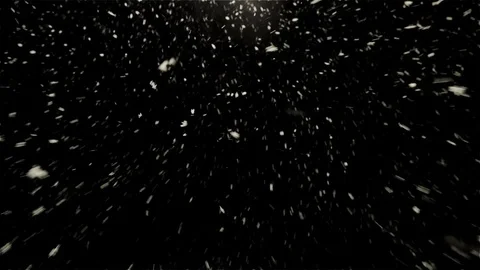 Isolated Snow Falling On The Camera Lens. Slow Motion. Black Background Stock Footage 124595282