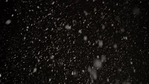 Isolated Snowfall Black Background 4K Variable Wind real snowfall with changing Stock Footage 330092722