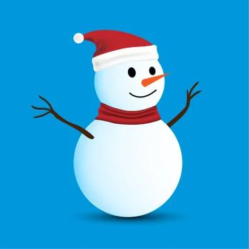 Isolated Snowman on Blue background Stock Illustration