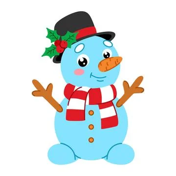 Isolated snowman vector cartoon flat illustration Stock Illustration