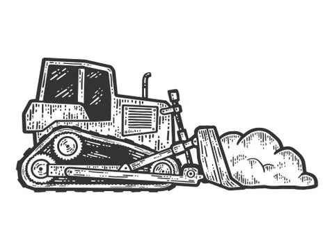 An isolated snowplow at work. Sketch scratch board imitation. Stock Illustration