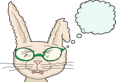 Isolated Sobbing Rabbit with Glasses Stock Illustration