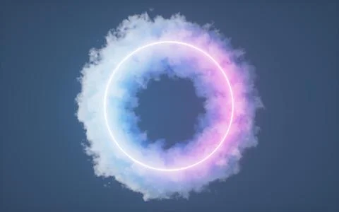 Isolated soft cloud with circle shape, 3d rendering. Ilustración de archivo