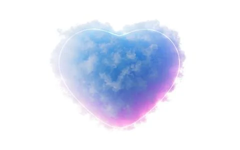 Isolated soft cloud with heart shape, 3d rendering. Stock Illustration