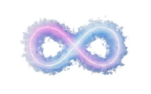 Isolated soft cloud with infinite symbol shape, 3d rendering. Stock Illustration