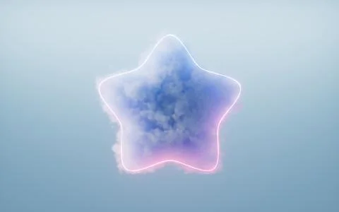 Isolated soft cloud with star shape, 3d rendering. Stock Illustration