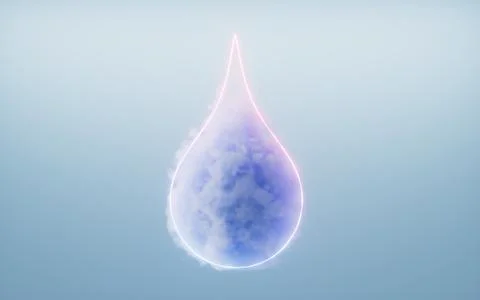 Isolated soft cloud with water drop shape, 3d rendering. Stock Illustration