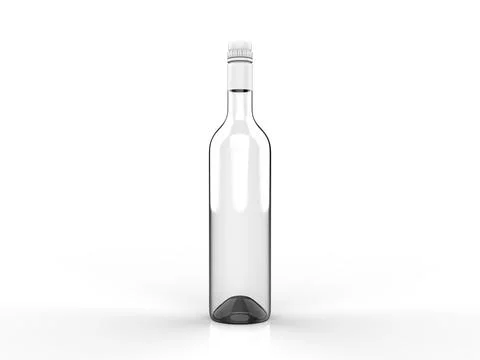 Isolated solid clear glass wine bottle on white background Stock Photos