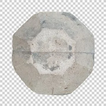 Isolated solid octagonal grey concrete cement block resting flat 写真素材