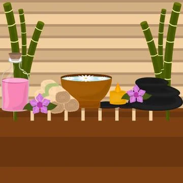 Isolated spa objects image with text Stock Illustration