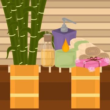 Isolated spa objects image with text Stock Illustration