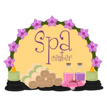 Isolated spa objects image with text Stock Illustration