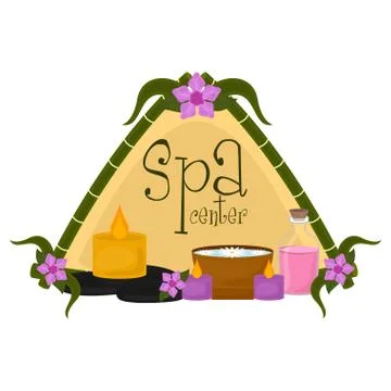 Isolated spa objects image with text Stock Illustration