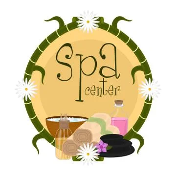 Isolated spa objects image with text Stock Illustration