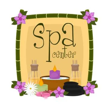 Isolated spa objects image with text Stock Illustration