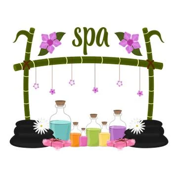 Isolated spa objects image with text Stock Illustration