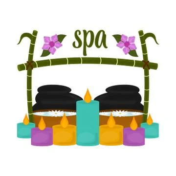 Isolated spa objects image with text Stock Illustration