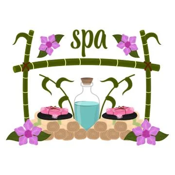 Isolated spa objects image with text Stock Illustration