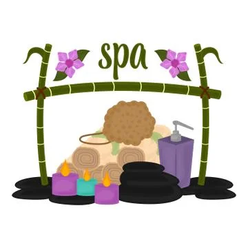 Isolated spa objects image with text Stock Illustration