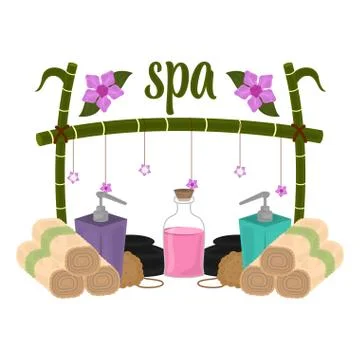 Isolated spa objects image with text Stock Illustration
