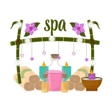 Isolated spa objects image with text Stock Illustration