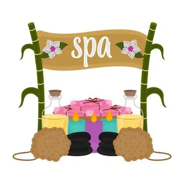 Isolated spa objects image with text Stock Illustration