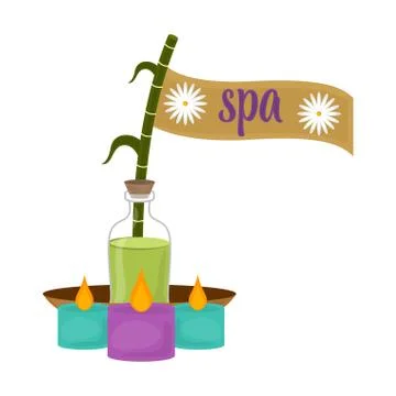 Isolated spa objects image with text Stock Illustration