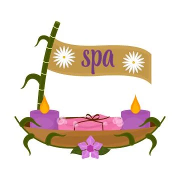 Isolated spa objects image with text Stock Illustration