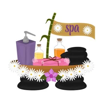 Isolated spa objects image with text Stock Illustration